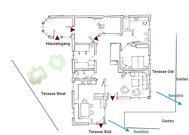 Map of holiday apartment after refurbishment in 2020